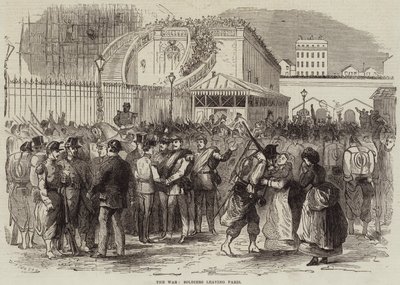 La guerre, soldats quittant Paris - Jules Pelcoq